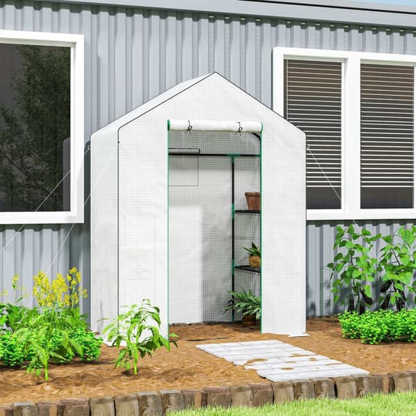 Rootz walk -in växthus med hyllor - Mini -Greenhouse - UV -resistent - Optimal ventilation - 143L x 74B x 190H cm