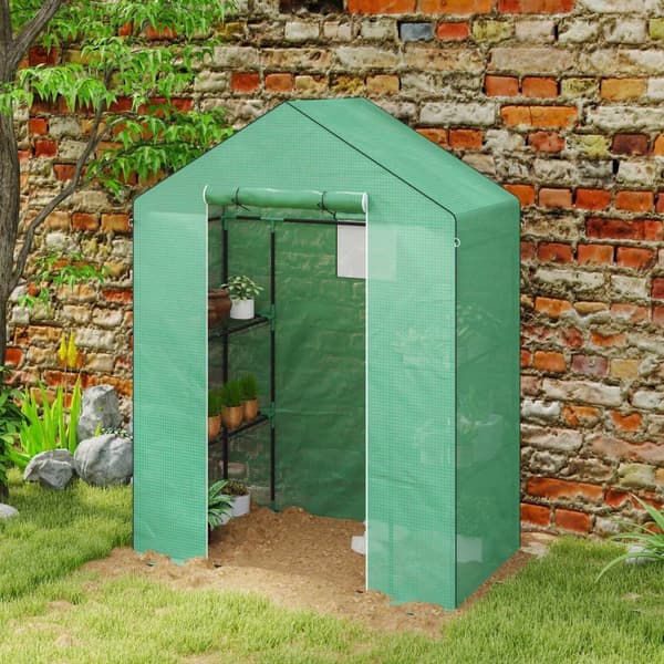 Rootz walk -in växthus med hyllor - Mini -Greenhouse - UV -resistent - Optimal temperaturkontroll - 143L x 74B x 190H cm