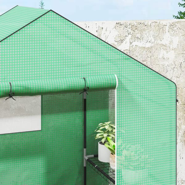Rootz walk -in växthus med hyllor - Mini -Greenhouse - UV -resistent - Optimal temperaturkontroll - 143L x 74B x 190H cm