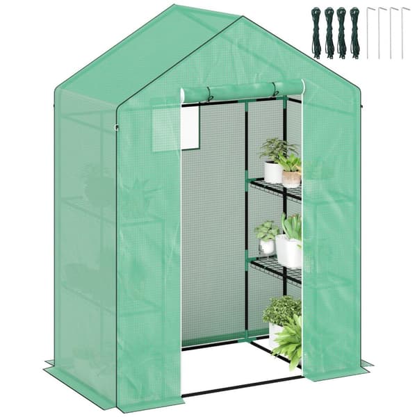 Rootz walk -in växthus med hyllor - Mini -Greenhouse - UV -resistent - Optimal temperaturkontroll - 143L x 74B x 190H cm