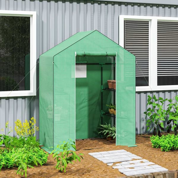 Rootz walk -in växthus med hyllor - Mini -Greenhouse - UV -resistent - Optimal temperaturkontroll - 143L x 74B x 190H cm