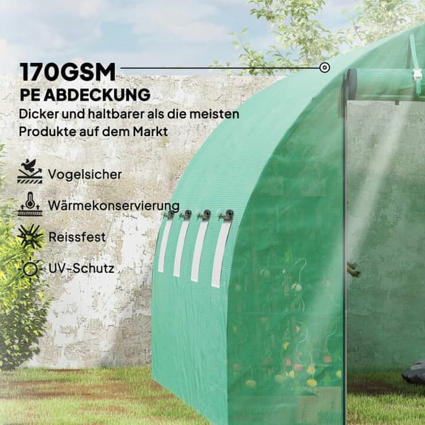 Rootz Walk -in Greenhouse - Poly -tunneli - Kasviteltta - Laajennus kasvukausi - 398 cm x 298cm x 198cm
