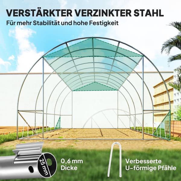 Rootz Walk -in Greenhouse - Poly -tunneli - Kasviteltta - Laajennus kasvukausi - 398 cm x 298cm x 198cm