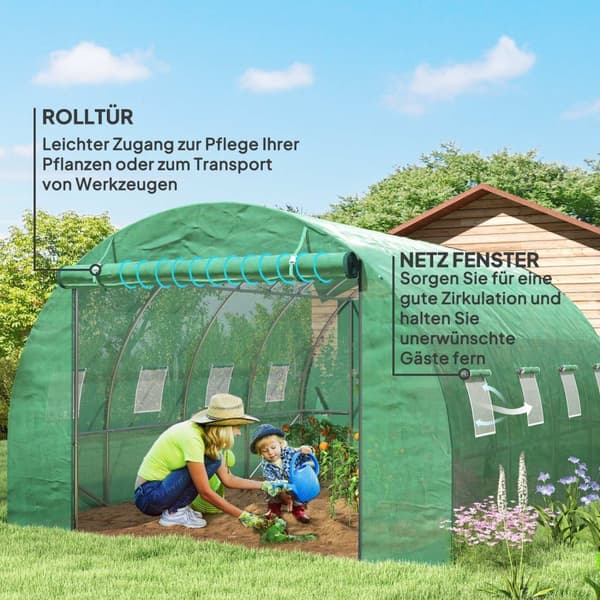 Rootz Walk -in Greenhouse - Poly -tunneli - Kasviteltta - Laajennus kasvukausi - 398 cm x 298cm x 198cm