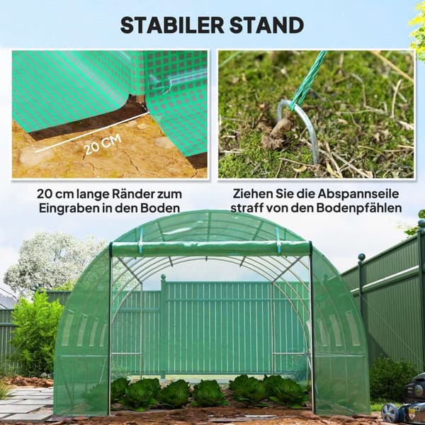 Rootz Walk -in Greenhouse - Poly -tunneli - Kasviteltta - Laajennus kasvukausi - 398 cm x 298cm x 198cm