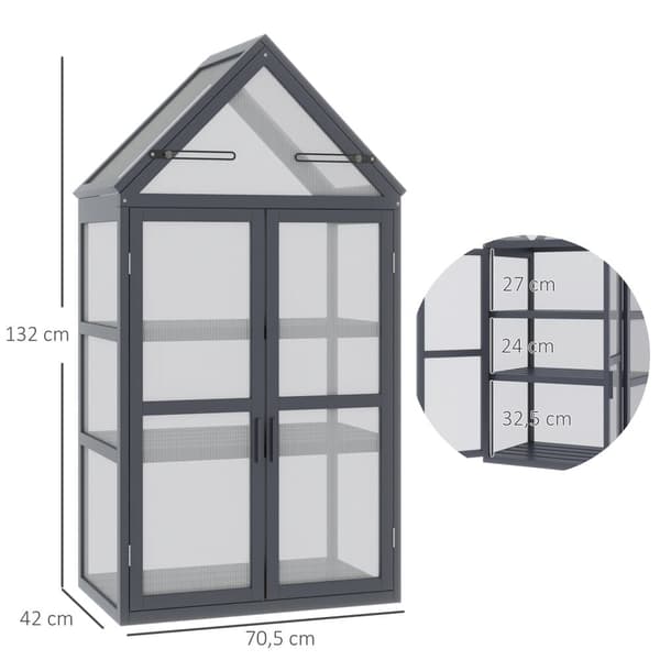 Kasvihuone, Mini, 70,5x42x132 cm, luonnonväristä puuta