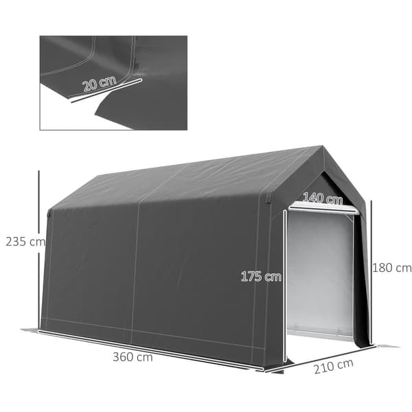 Garagetält, 2.1x3.6x2.35 m, Mörkgrå