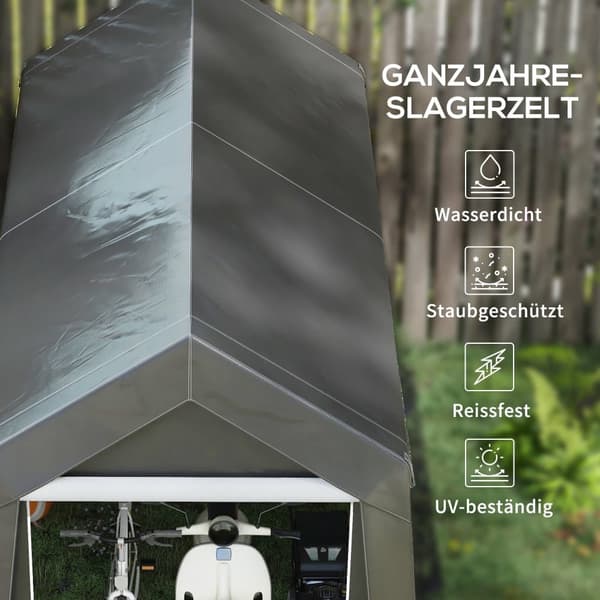 Garagetält, 2.1x3.6x2.35 m, Mörkgrå