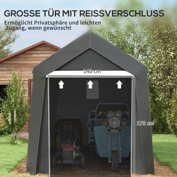 Garagetält, 2.1x3.6x2.35 m, Mörkgrå