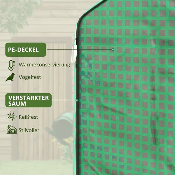 Kasvihuoneen päällinen, vaihtopeite PE-kalvo, 140P x 73L x 190K cm, Vihreä