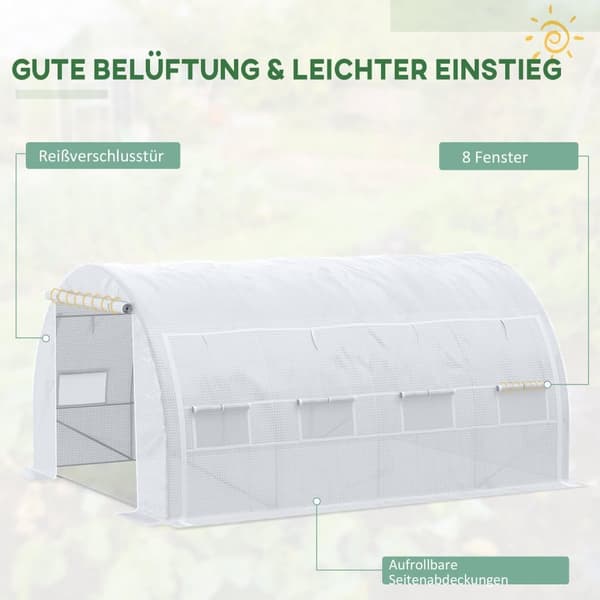 Drivhus, 3.97x3.02x2 m, Hvid