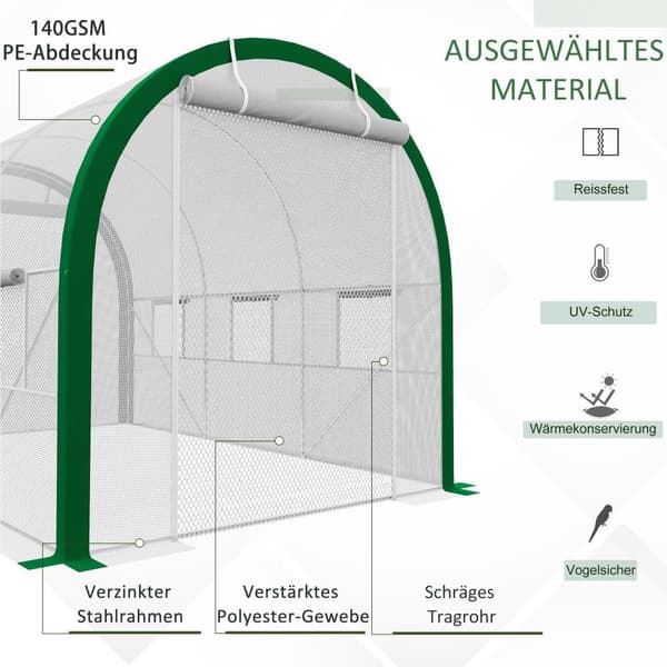 Drivhus, 3.58x2.1x2.1 m, Hvid