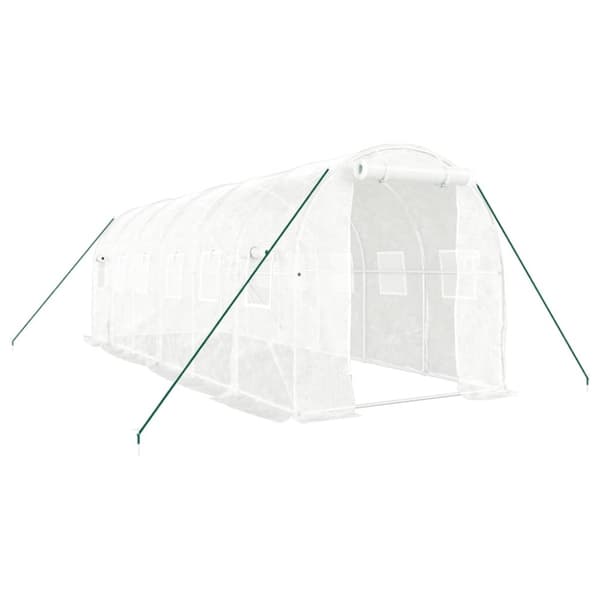 Växthus med stålram vit 12 m² 6x2x2 m
