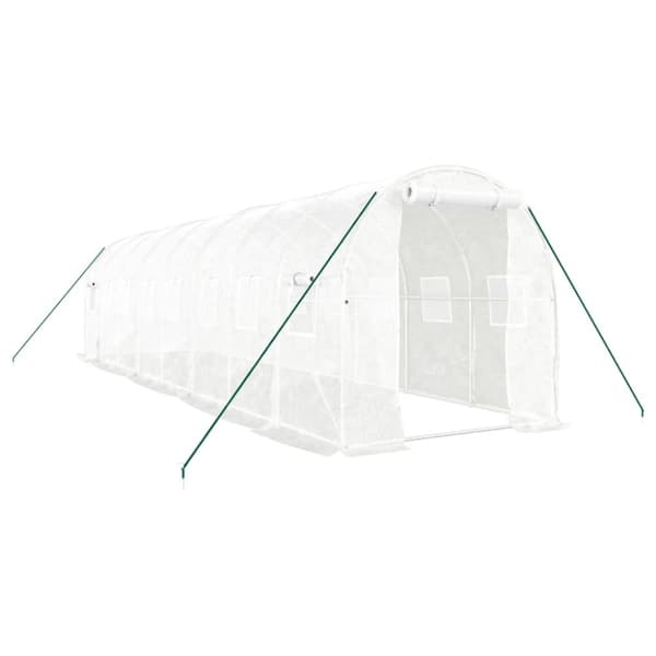 Växthus med stålram vit 16 m² 8x2x2 m