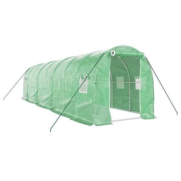 Växthus med stålram grön 16 m² 8x2x2 m