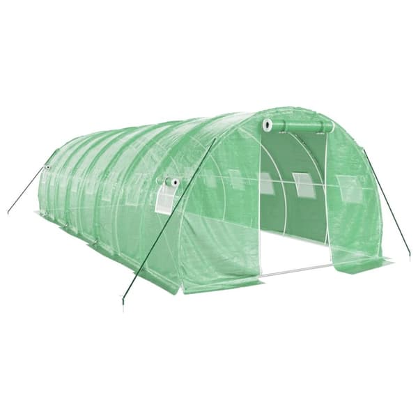 Växthus med stålram grön 24 m² 8x3x2 m