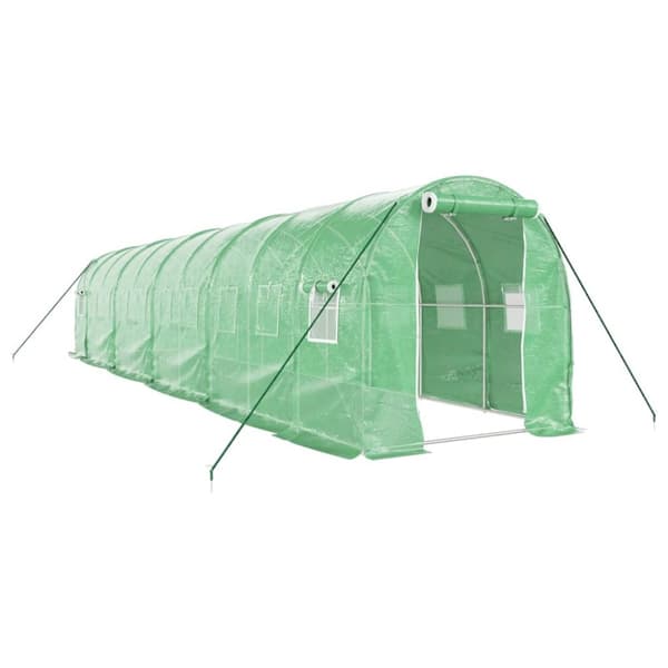 Växthus med stålram grön 20 m² 10x2x2 m