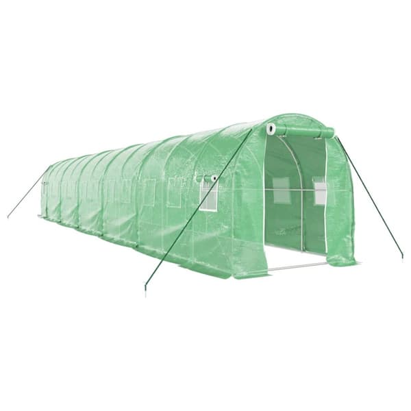 Växthus med stålram grön 24 m² 12x2x2 m
