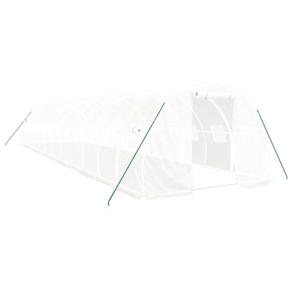 Växthus med stålram vit 36 m² 12x3x2 m