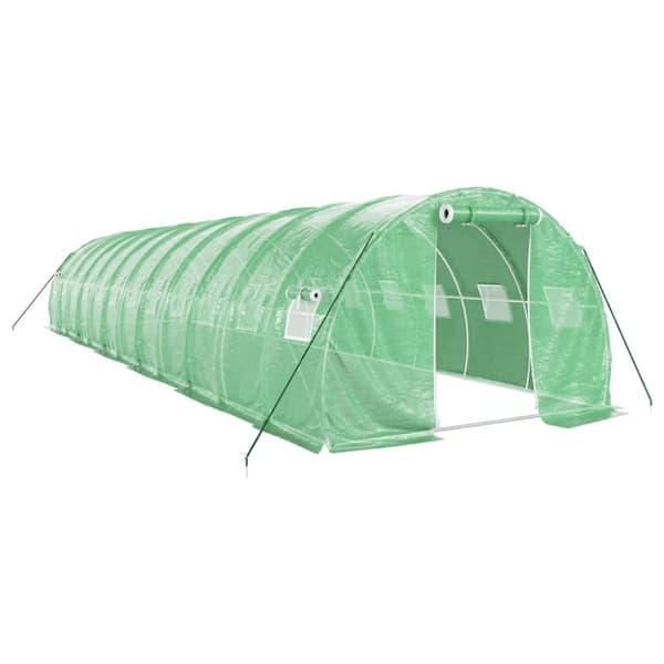 Växthus med stålram grön 36 m² 12x3x2 m