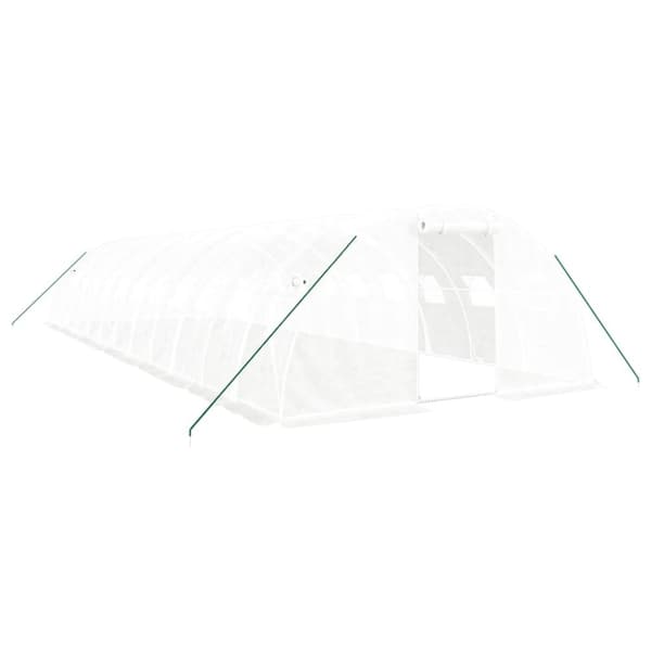 Växthus med stålram vit 48 m² 12x4x2 m