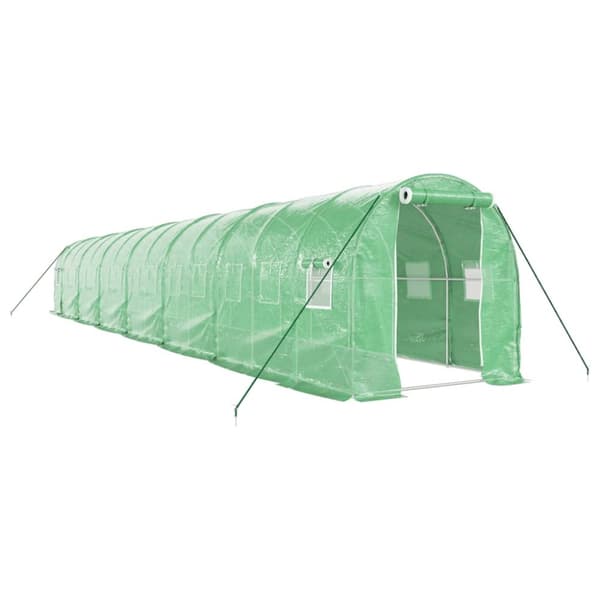 Växthus med stålram grön 28 m² 14x2x2 m