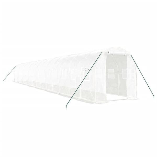 Växthus med stålram vit 32 m² 16x2x2 m
