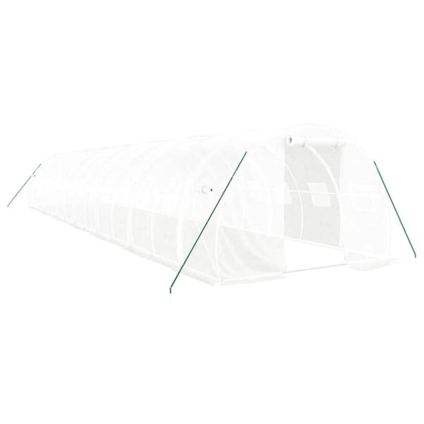 Växthus med stålram vit 42 m² 14x3x2 m