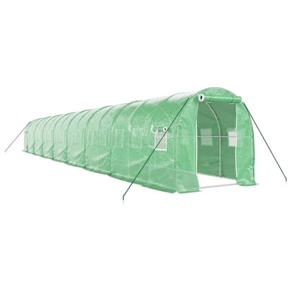 Växthus med stålram grön 32 m² 16x2x2 m