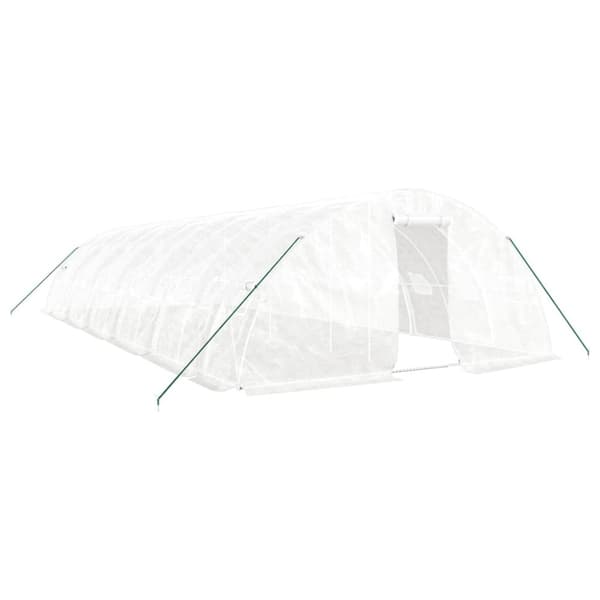 Växthus med stålram vit 60 m² 12x5x2,3 m