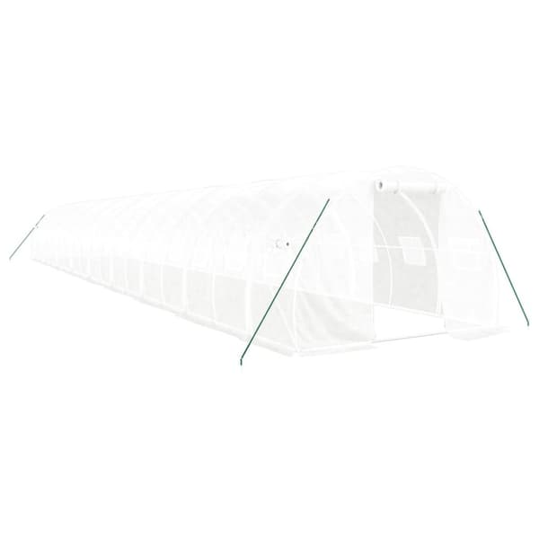 Växthus med stålram vit 54 m² 18x3x2 m
