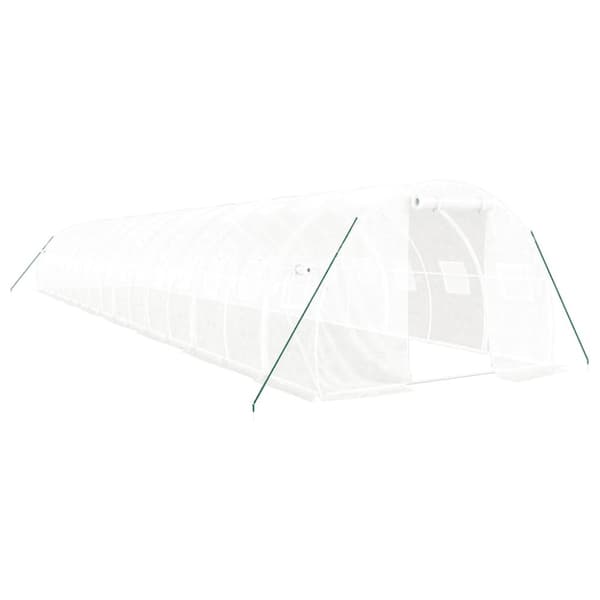 Växthus med stålram vit 48 m² 16x3x2 m