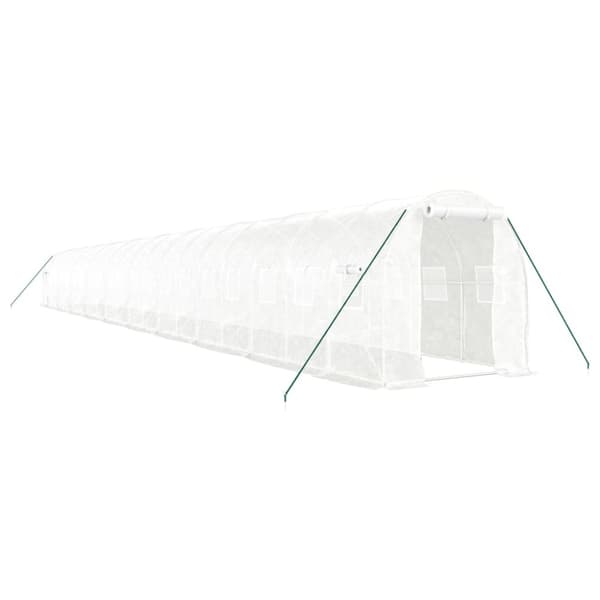 Växthus med stålram vit 40 m² 20x2x2 m