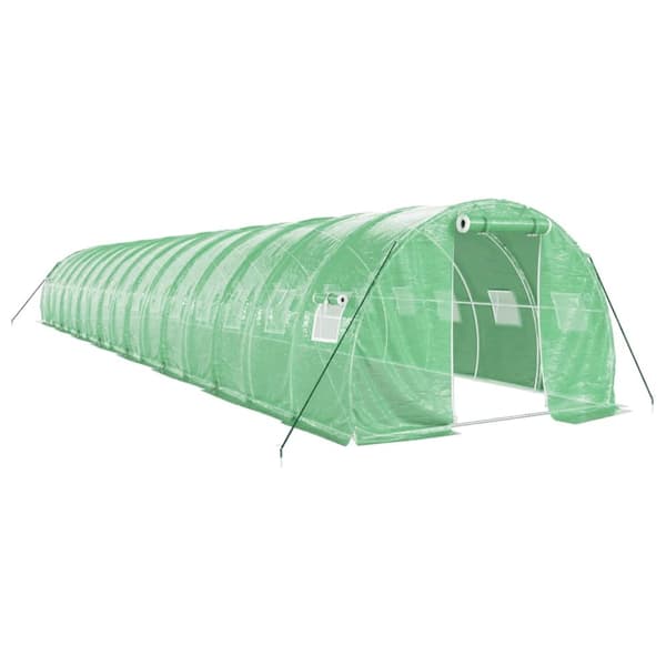 Växthus med stålram grön 48 m² 16x3x2 m