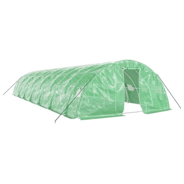 Växthus med stålram grön 70 m² 14x5x2,3 m