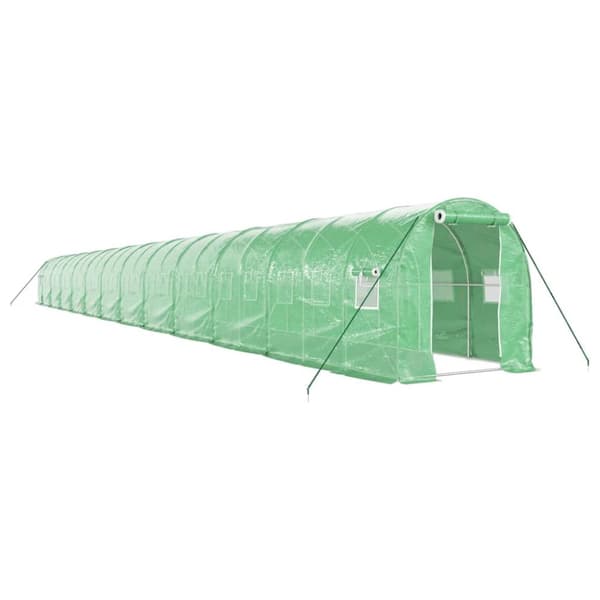 Växthus med stålram grön 48m² 24x2x2 m
