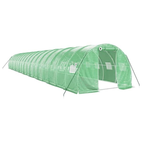 Växthus med stålram grön 54 m² 18x3x2 m