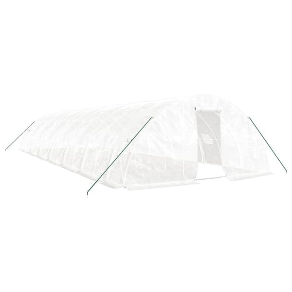 Växthus med stålram vit 70 m² 14x5x2,3 m