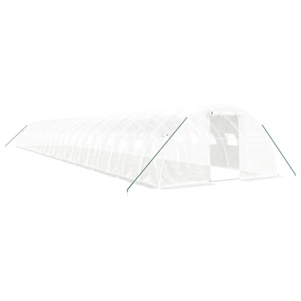 Växthus med stålram vit 88 m² 22x4x2 m