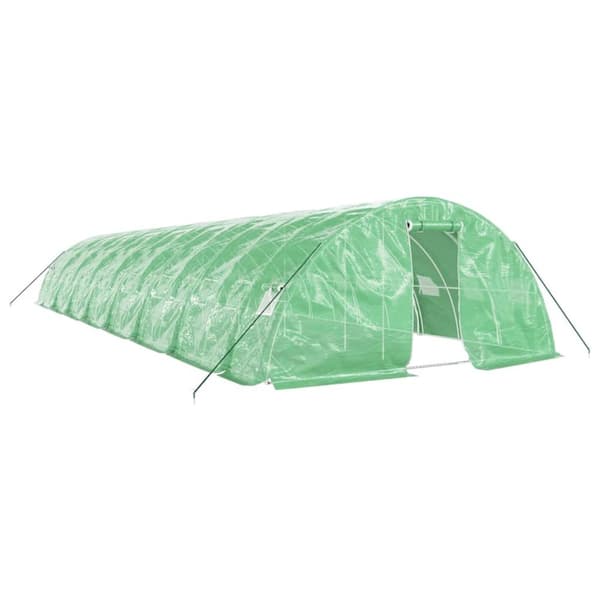 Växthus med stålram grön 80 m² 16x5x2,3 m