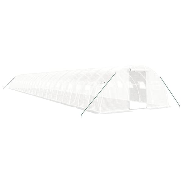 Växthus med stålram vit 96 m² 24x4x2 m