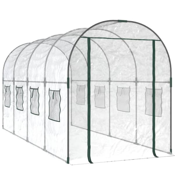 Växthus genomskinligt 160x400x190 cm PVC & pulverlackerat stål