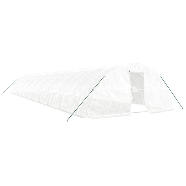 Växthus med stålram vit 100 m² 20x5x2,3 m