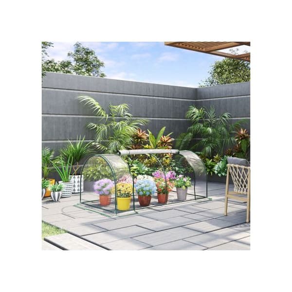 Outsunny Växthus, växthus med dörr, växthus för växter, plantskola, stål, plast, 200 x 100 x 80 cm, grön