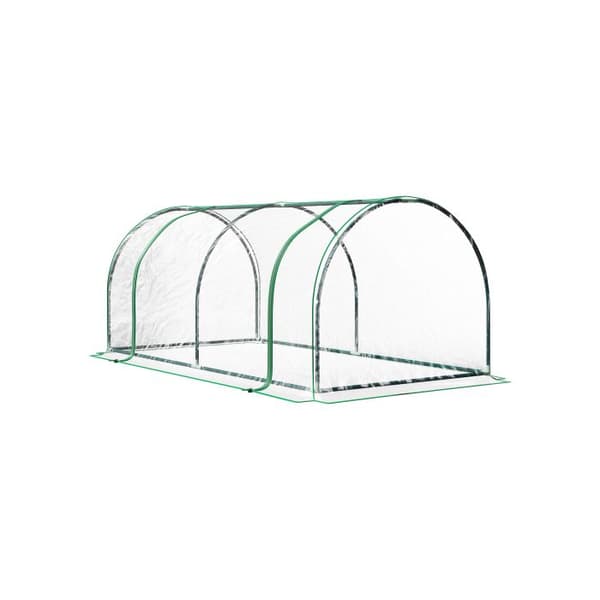 Outsunny Växthus, växthus med dörr, växthus för växter, plantskola, stål, plast, 200 x 100 x 80 cm, grön