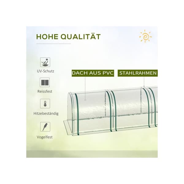 Outsunny Aluminiumfolie Växthus, Växtrum, Växtbarn, Stål, Transparent, 295 x 100 x 80cm
