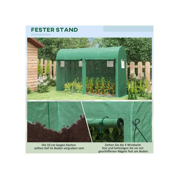 PE nätväxthus med fjärrstyrt fönster för trädgården, 300x100x200cm Växthus för tomater, grönsaker, blommor