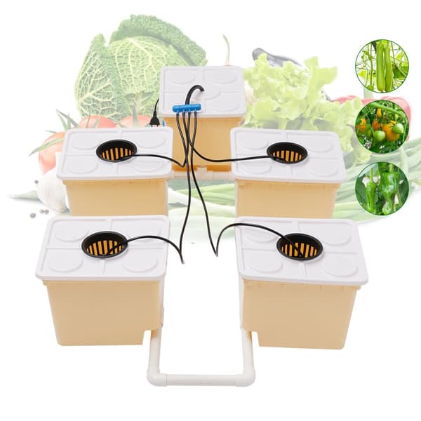 Grøntsags Aquaponic Kit, Fem Spand System, 11L Kapacitet pr. Spand, Effektiv Hydroponisk Vækst