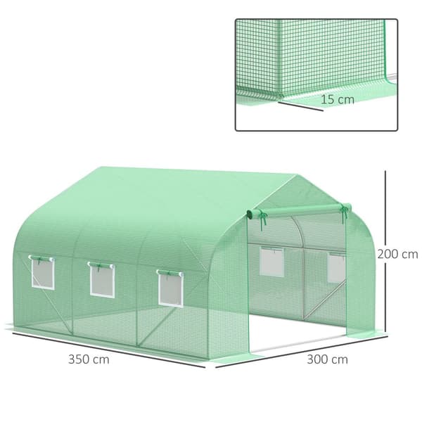 Drivhus, 3,5 x 3 x 2 m, 6 vinduer