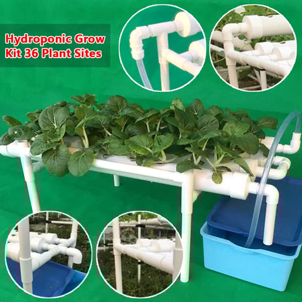 Hydroponisk dyrkningssystem, 36 plantepladser, effektiv vandanvendelse, PVC-U materiale